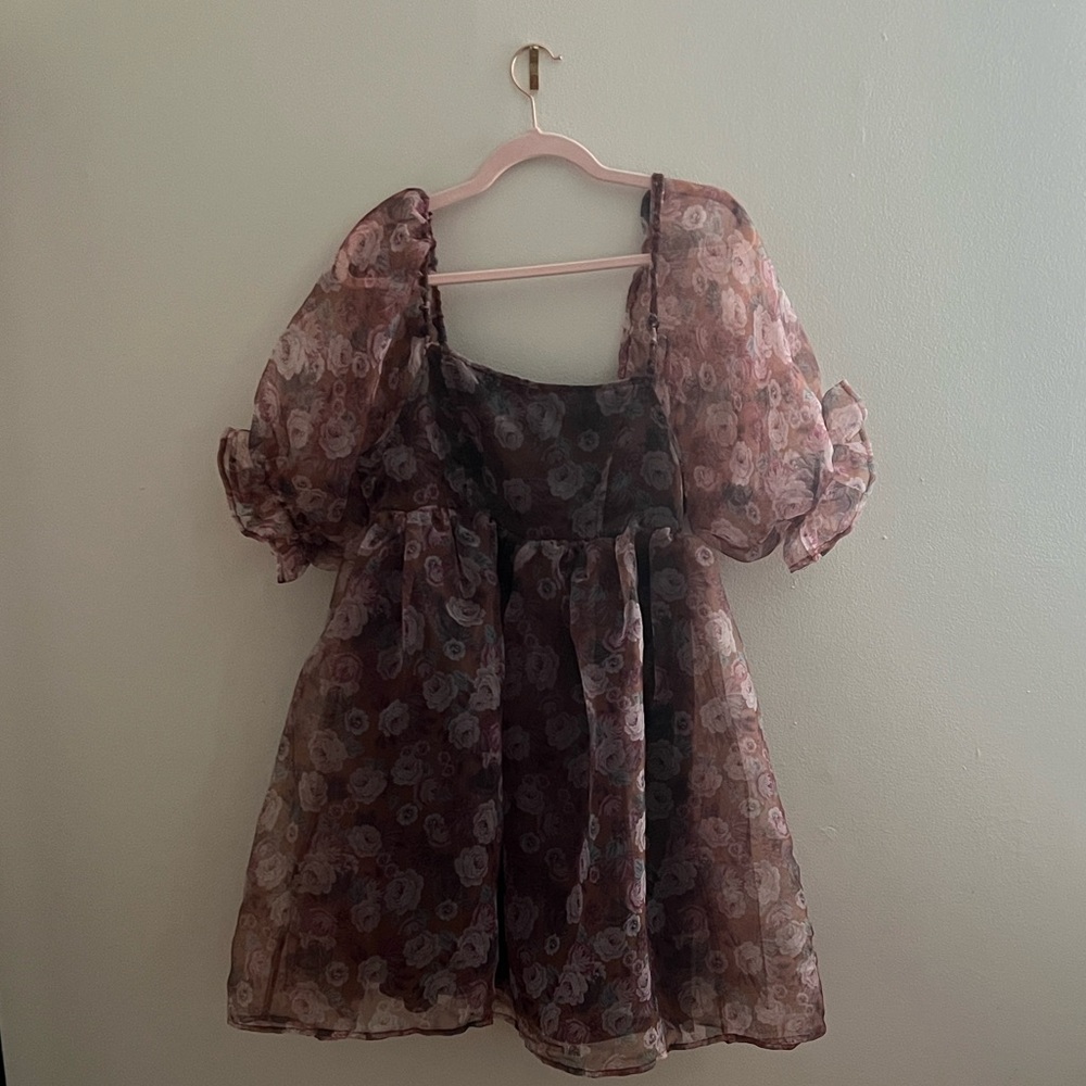 Chic Floral Puff Sleeve Mini Dress